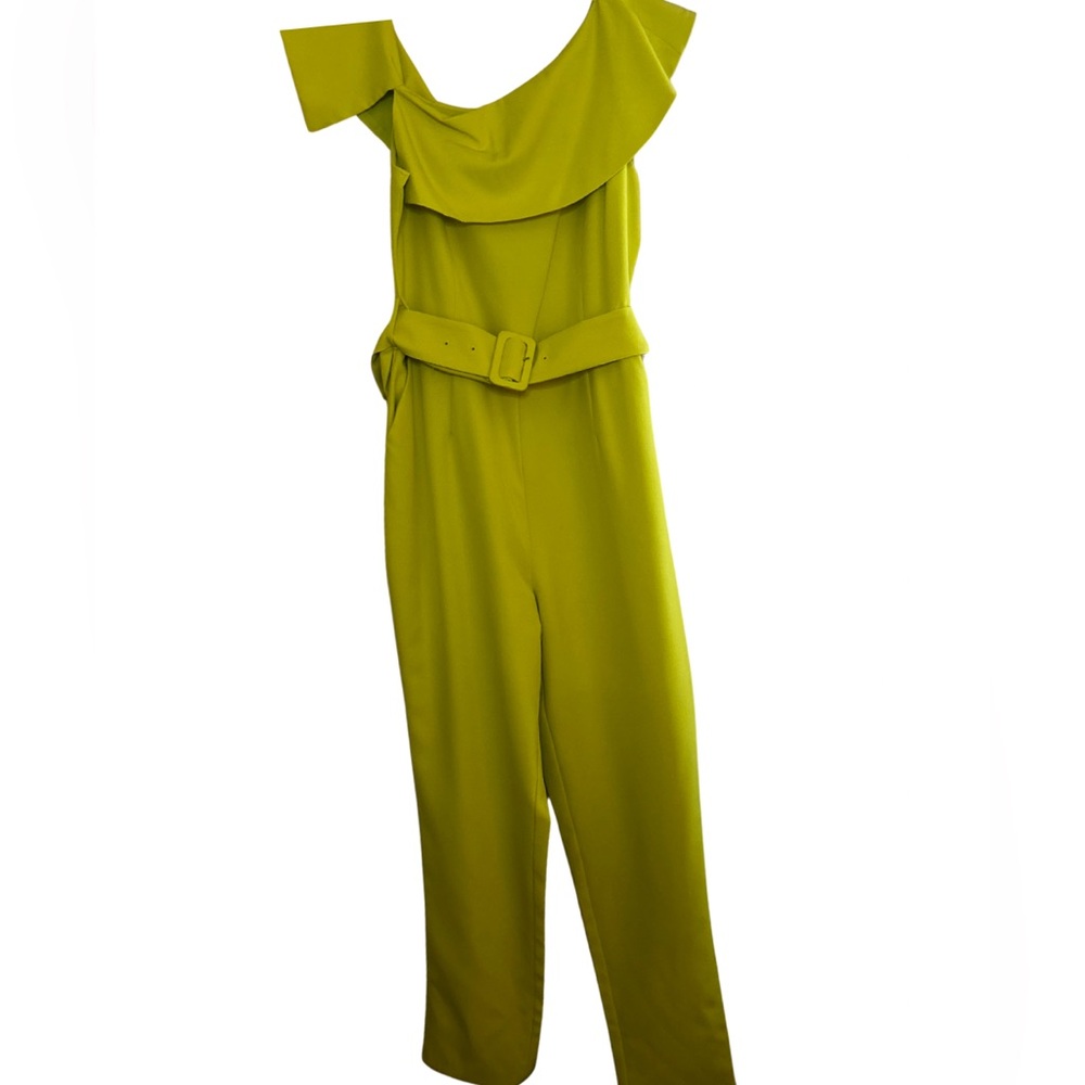 Lime Green Belted Jumpsuit